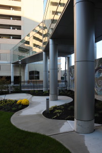 Metal column covers and walkway